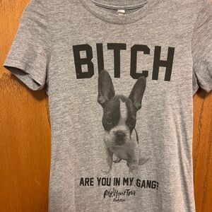 Rare Madonna Rebel Heart Tour T-shirt gray " Are  you in my gang?" w/dog photo